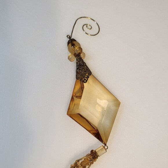 Vintage Christmas Ornament Amber Crystal Large Holiday Decor Tree Hanging - Picture 7 of 8